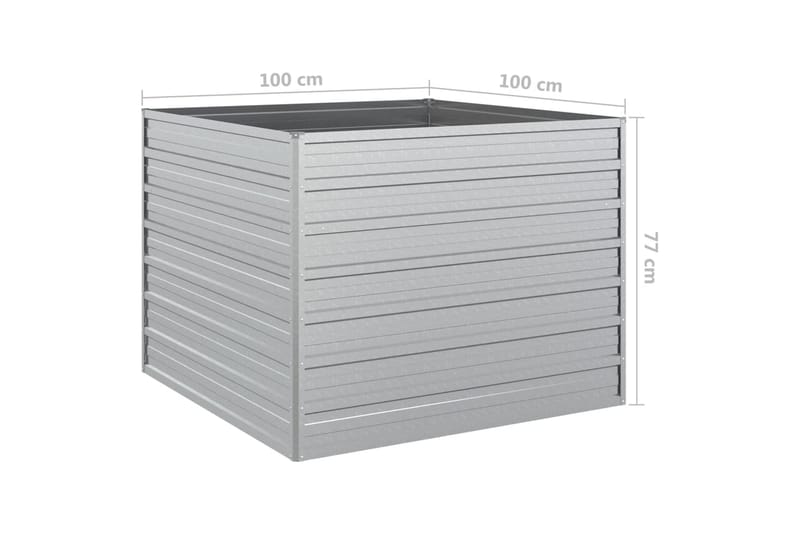 Odlingslåda upphöjd galvaniserat stål 100x100x77 cm silver - Silver - Utemöbler - Övrigt utemöbler - Tillbehör - Övriga trädgårdstillbehör