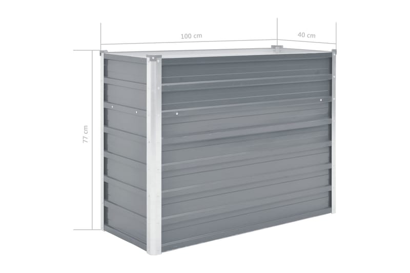 Odlingslåda upphöjd galvaniserat stål 100x40x77 cm grå - Grå - Utemöbler - Övrigt utemöbler - Tillbehör - Övriga trädgårdstillbehör