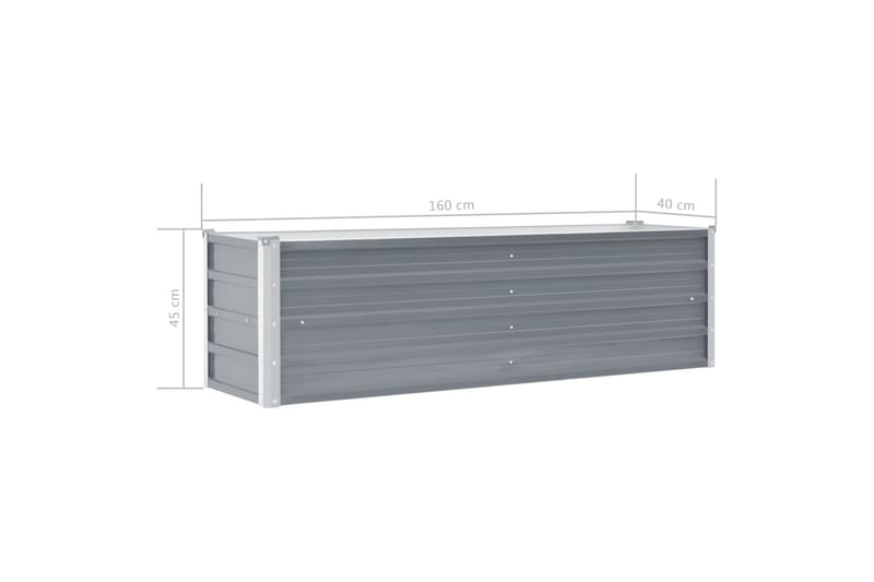 Odlingslåda upphöjd galvaniserat stål 160x40x45 cm grå - Grå - Utemöbler - Övrigt utemöbler - Tillbehör - Övriga trädgårdstillbehör