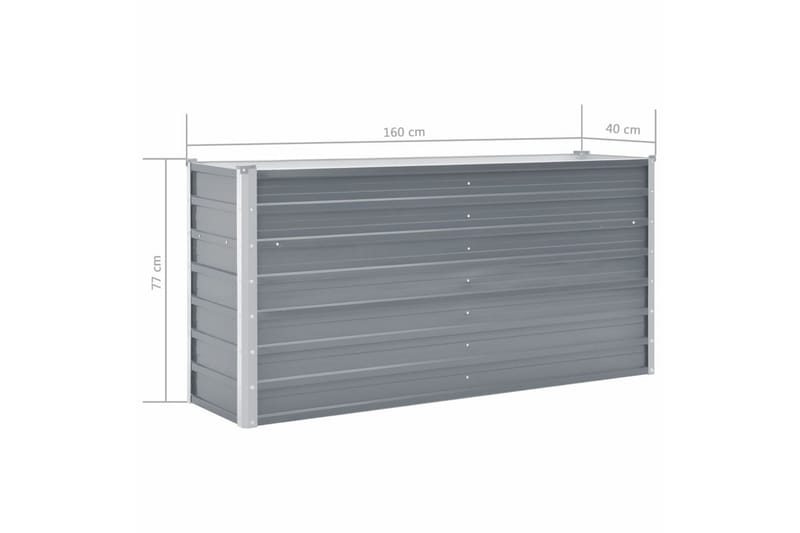 Odlingslåda upphöjd galvaniserat stål 160x40x77 cm grå - Grå - Utemöbler - Övrigt utemöbler - Tillbehör - Övriga trädgårdstillbehör