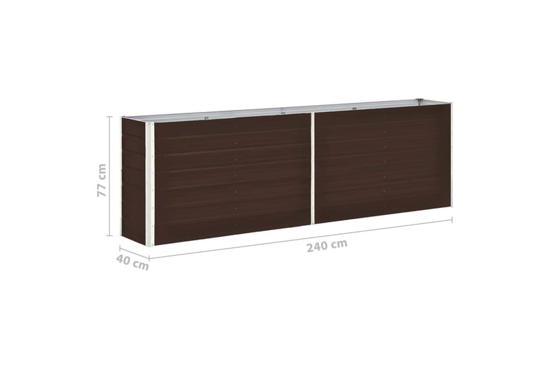 Odlingslåda upphöjd galvaniserat stål 240x40x77 cm brun - Brun - Utemöbler - Övrigt utemöbler - Tillbehör - Övriga trädgårdstillbehör
