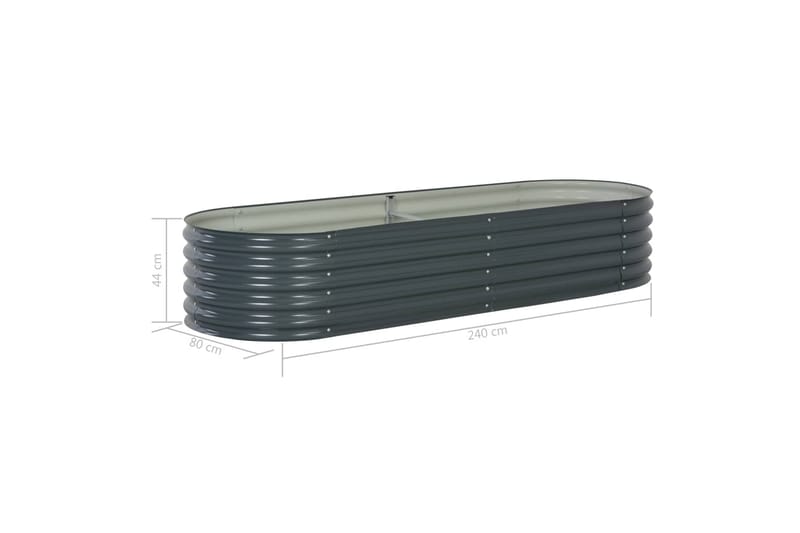 Odlingslåda upphöjd galvaniserat stål 240x80x44 cm grå - Grå - Utemöbler - Övrigt utemöbler - Tillbehör - Övriga trädgårdstillbehör