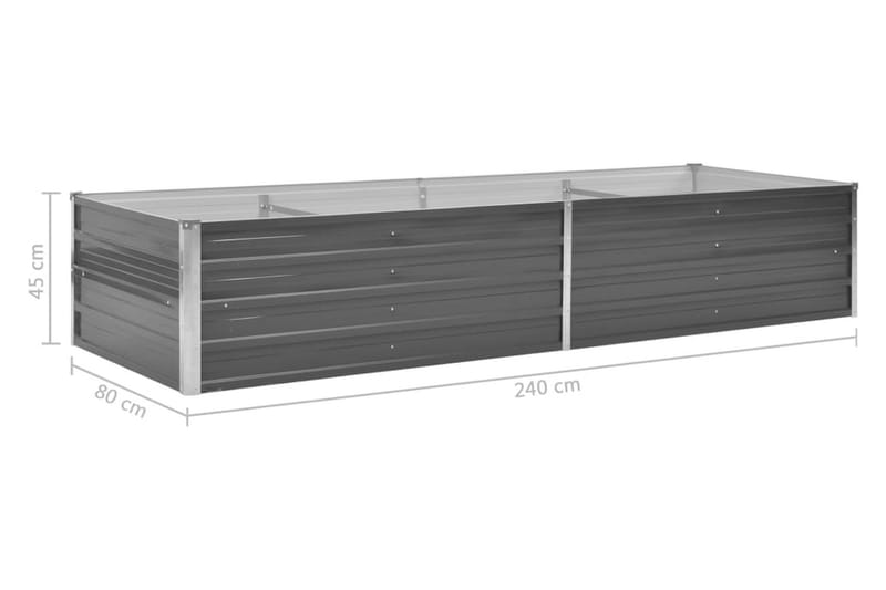 Odlingslåda upphöjd galvaniserat stål 240x80x45 cm grå - Grå - Övriga trädgårdstillbehör - Blomlåda