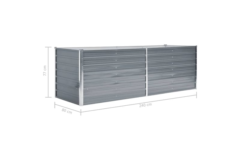 Odlingslåda upphöjd galvaniserat stål 240x80x77 cm grå - Grå - Utemöbler - Övrigt utemöbler - Tillbehör - Övriga trädgårdstillbehör