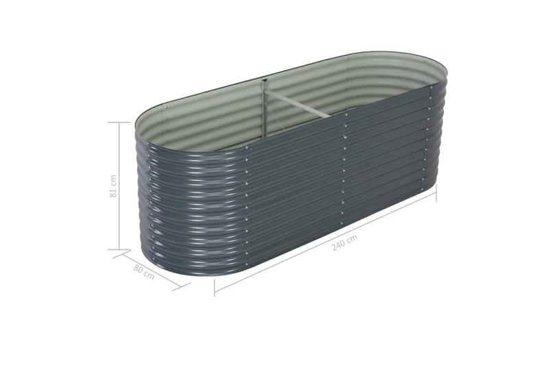Odlingslåda upphöjd galvaniserat stål 240x80x81 cm grå - Grå - Utemöbler - Övrigt utemöbler - Tillbehör - Övriga trädgårdstillbehör