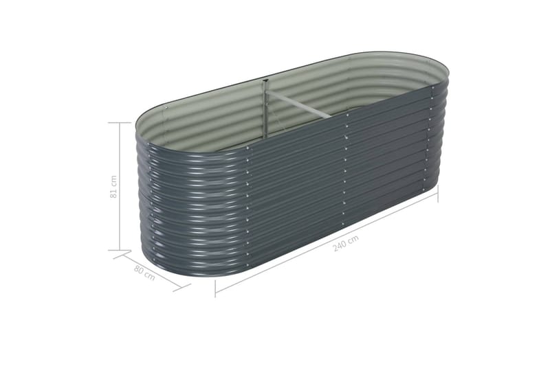 Odlingslåda upphöjd galvaniserat stål 240x80x81 cm grå - Grå - Övriga trädgårdstillbehör - Blomlåda