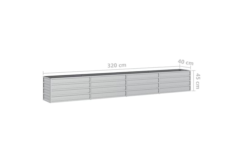 Odlingslåda upphöjd galvaniserat stål 320x40x45 cm silver - Silver - Utemöbler - Övrigt utemöbler - Tillbehör - Övriga trädgårdstillbehör