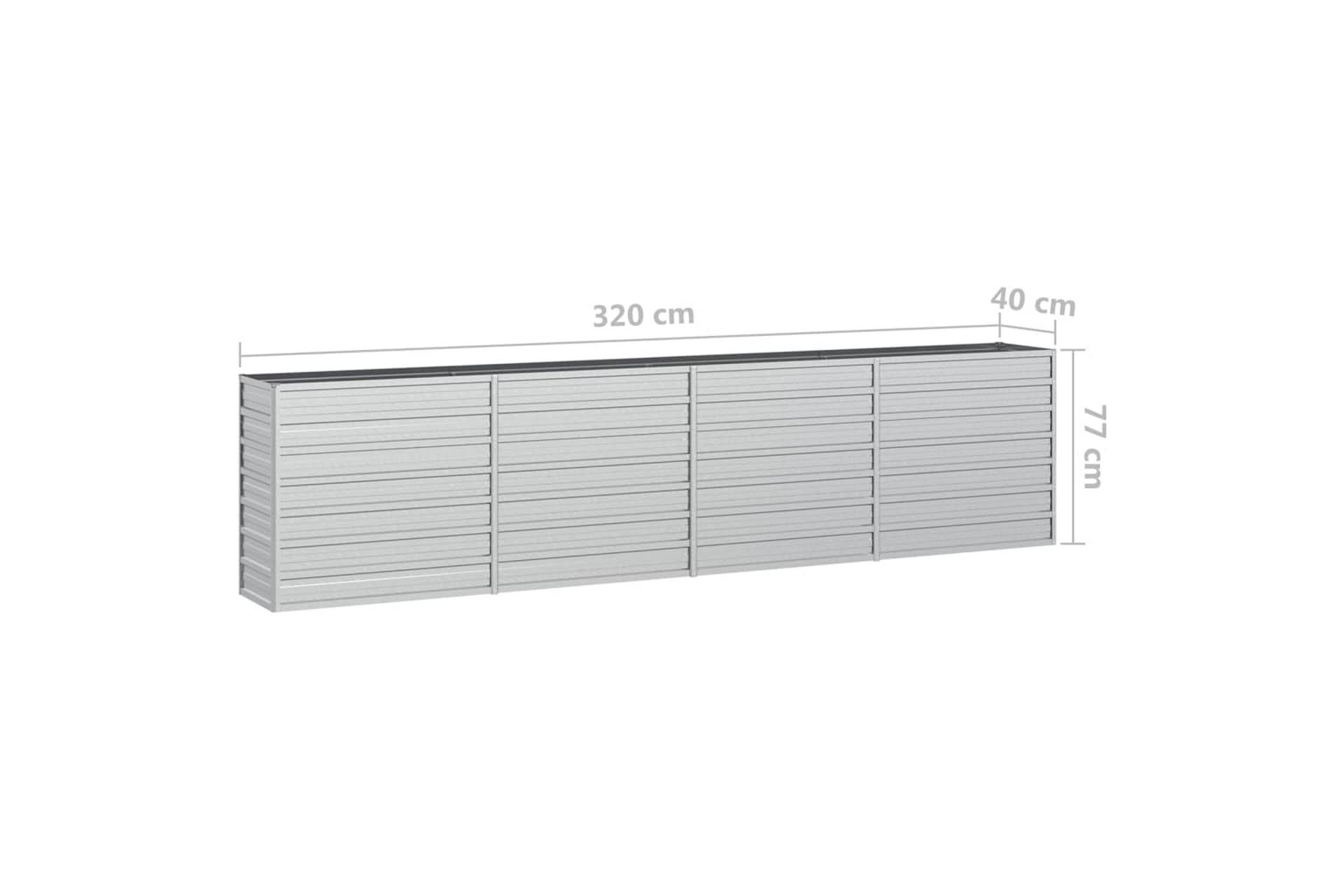 Odlingslåda upphöjd galvaniserat stål 320x40x77 cm silver - Silver - Utemöbler - Övrigt utemöbler - Tillbehör - Övriga trädgårdstillbehör