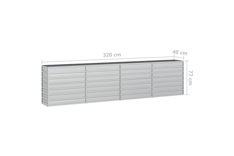 Odlingslåda upphöjd galvaniserat stål 320x40x77 cm silver - Silver - Utemöbler - Övrigt utemöbler - Tillbehör - Övriga trädgårdstillbehör