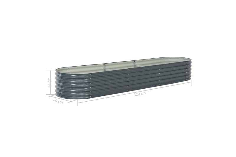 Odlingslåda upphöjd galvaniserat stål 320x80x44 cm grå - Grå - Utemöbler - Övrigt utemöbler - Tillbehör - Övriga trädgårdstillbehör
