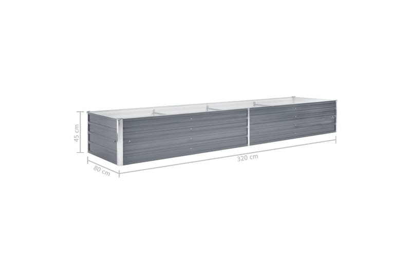 Odlingslåda upphöjd galvaniserat stål 320x80x45 cm grå - Grå - Utemöbler - Övrigt utemöbler - Tillbehör - Övriga trädgårdstillbehör