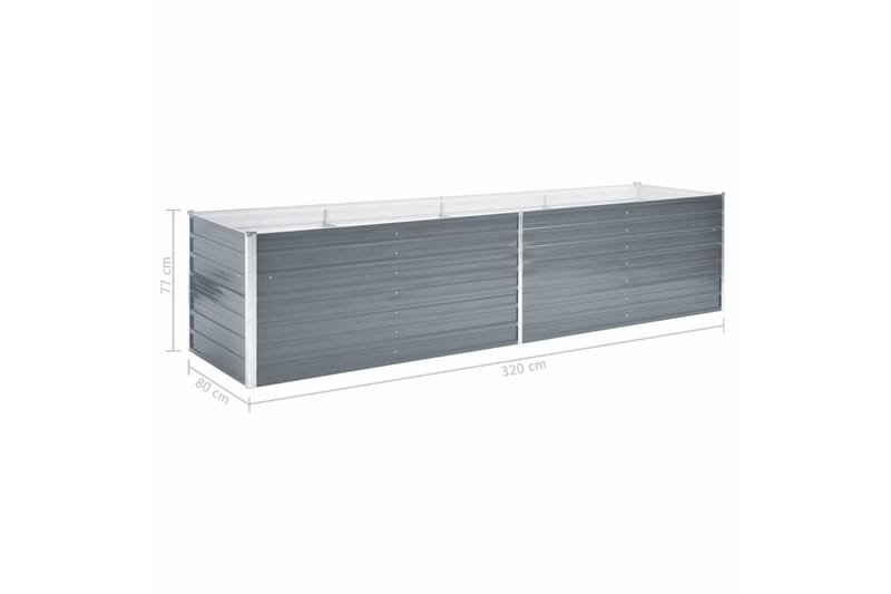 Odlingslåda upphöjd galvaniserat stål 320x80x77 cm grå - Grå - Utemöbler - Övrigt utemöbler - Tillbehör - Övriga trädgårdstillbehör