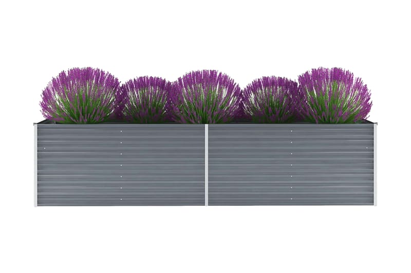 Odlingslåda upphöjd galvaniserat stål 320x80x77 cm grå - Grå - Utemöbler - Övrigt utemöbler - Tillbehör - Övriga trädgårdstillbehör