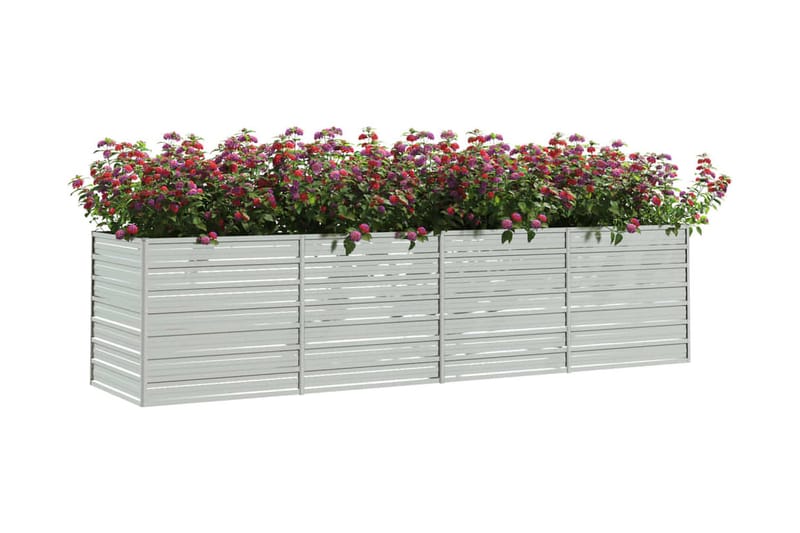 Odlingslåda upphöjd galvaniserat stål 320x80x77 cm silver - Silver - Utemöbler - Övrigt utemöbler - Tillbehör - Övriga trädgårdstillbehör