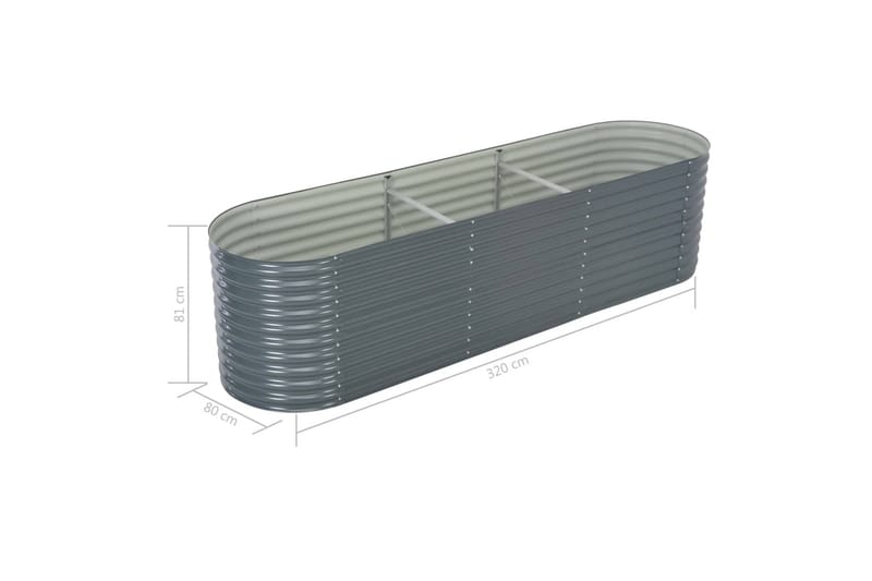 Odlingslåda upphöjd galvaniserat stål 320x80x81 cm grå - Grå - Utemöbler - Övrigt utemöbler - Tillbehör - Övriga trädgårdstillbehör
