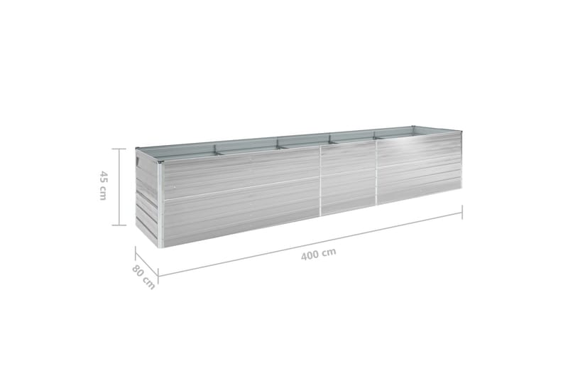 Odlingslåda upphöjd galvaniserat stål 400x80x45 cm grå - Grå - Utemöbler - Övrigt utemöbler - Tillbehör - Övriga trädgårdstillbehör
