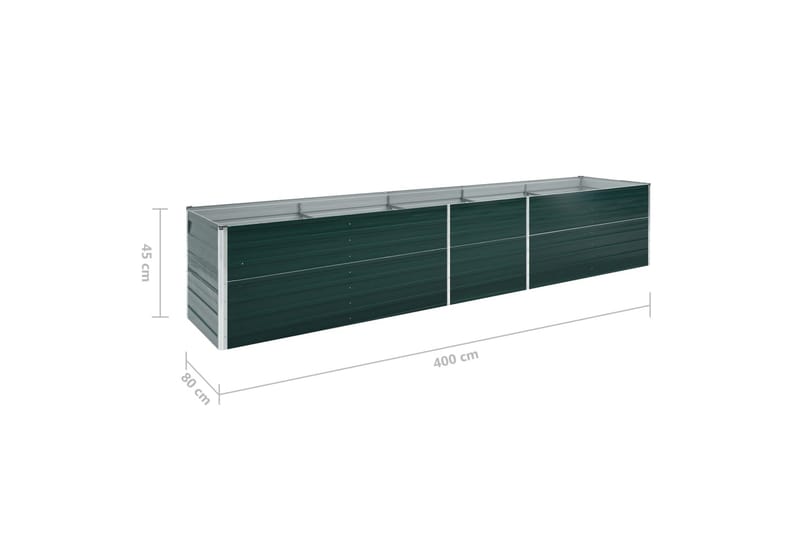 Odlingslåda upphöjd galvaniserat stål 400x80x45 cm grön - Grön - Utemöbler - Övrigt utemöbler - Tillbehör - Övriga trädgårdstillbehör