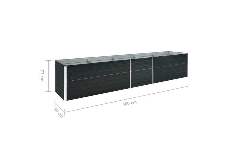 Odlingslåda upphöjd galvaniserat stål 400x80x77 cm antracit - Grå - Utemöbler - Övrigt utemöbler - Tillbehör - Övriga trädgårdstillbehör