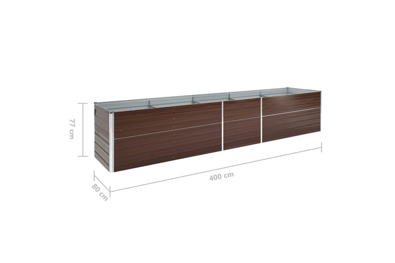 Odlingslåda upphöjd galvaniserat stål 400x80x77 cm brun - Brun - Utemöbler - Övrigt utemöbler - Tillbehör - Övriga trädgårdstillbehör