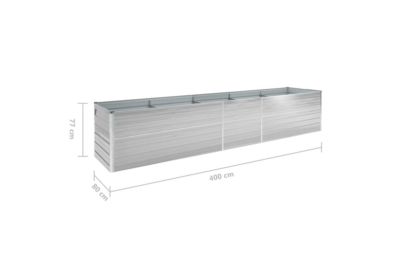 Odlingslåda upphöjd galvaniserat stål 400x80x77 cm grå - Grå - Utemöbler - Övrigt utemöbler - Tillbehör - Övriga trädgårdstillbehör