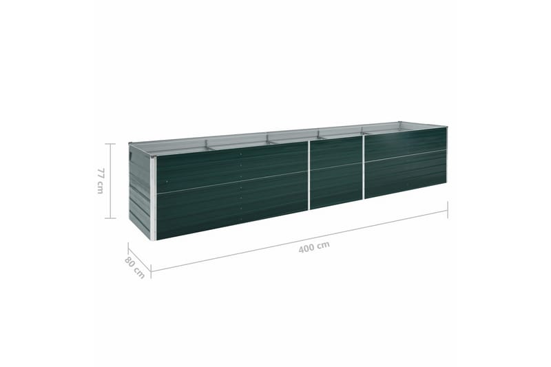 Odlingslåda upphöjd galvaniserat stål 400x80x77 cm grön - Grön - Utemöbler - Övrigt utemöbler - Tillbehör - Övriga trädgårdstillbehör