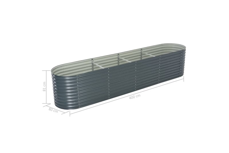Odlingslåda upphöjd galvaniserat stål 400x80x81 cm grå - Grå - Utemöbler - Övrigt utemöbler - Tillbehör - Övriga trädgårdstillbehör