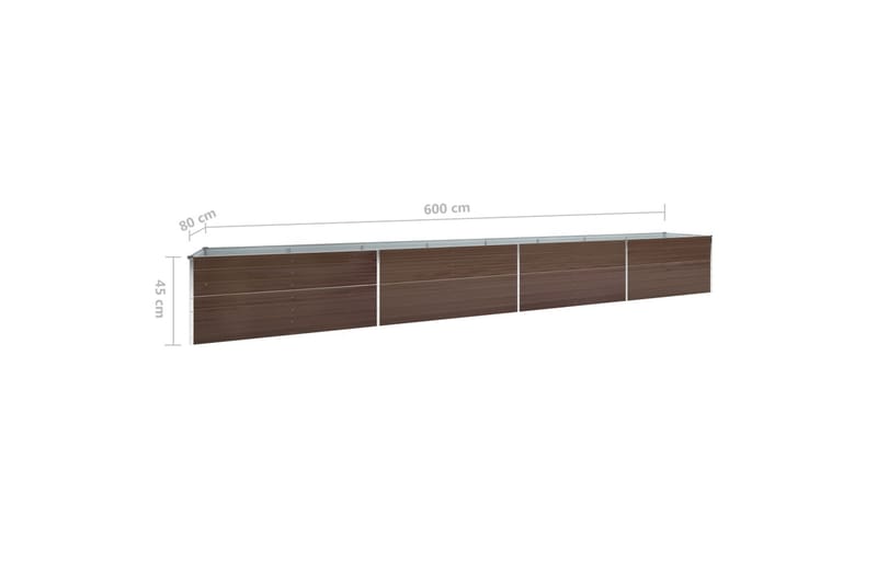 Odlingslåda upphöjd galvaniserat stål 600x80x45 cm brun - Brun - Utemöbler - Övrigt utemöbler - Tillbehör - Övriga trädgårdstillbehör