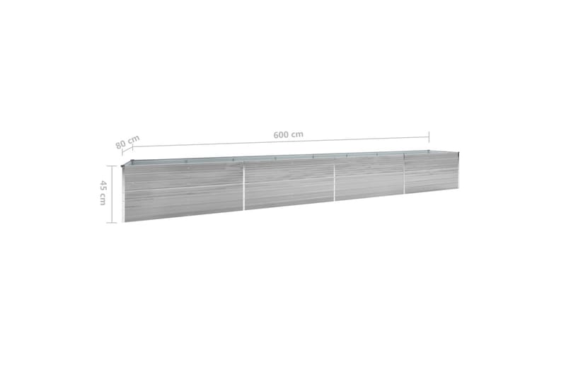 Odlingslåda upphöjd galvaniserat stål 600x80x45 cm grå - Grå - Utemöbler - Övrigt utemöbler - Tillbehör - Övriga trädgårdstillbehör