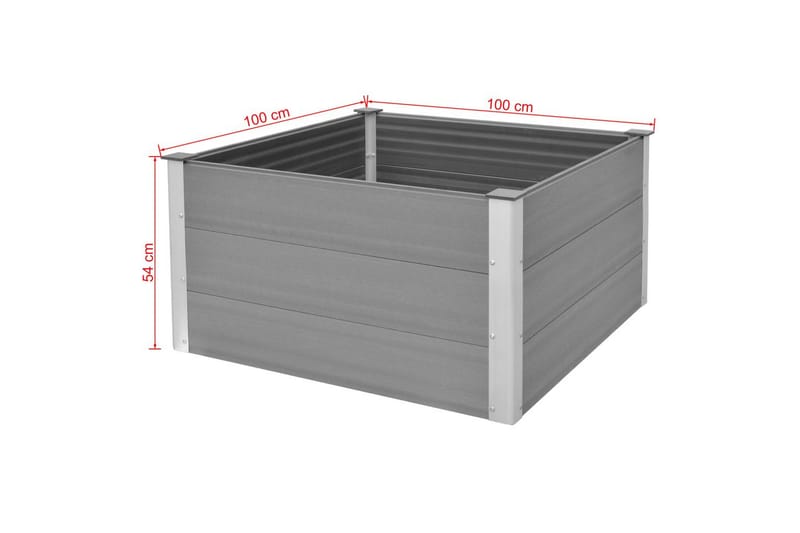 Odlingslåda upphöjd WPC 100x100x54 cm grå - Grå - Övriga trädgårdstillbehör - Blomlåda