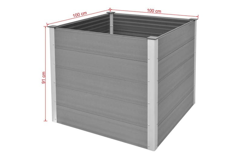 Odlingslåda upphöjd WPC 100x100x91 cm grå - Grå - Övriga trädgårdstillbehör - Blomlåda