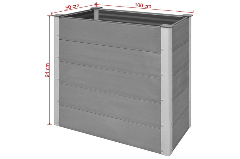 Odlingslåda upphöjd WPC 100x50x91 cm grå - Grå - Övriga trädgårdstillbehör - Blomlåda