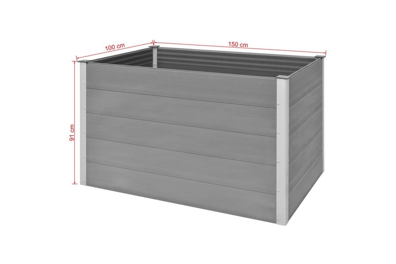Odlingslåda upphöjd WPC 150x100x91 cm grå - Grå - Utemöbler - Övrigt utemöbler - Tillbehör - Övriga trädgårdstillbehör