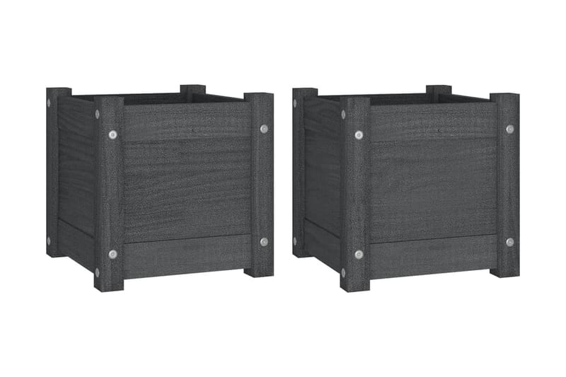 Odlingslådor 2 st grå 31x31x31 cm massiv furu - Grå - Utemöbler - Övrigt utemöbler - Tillbehör - Övriga trädgårdstillbehör
