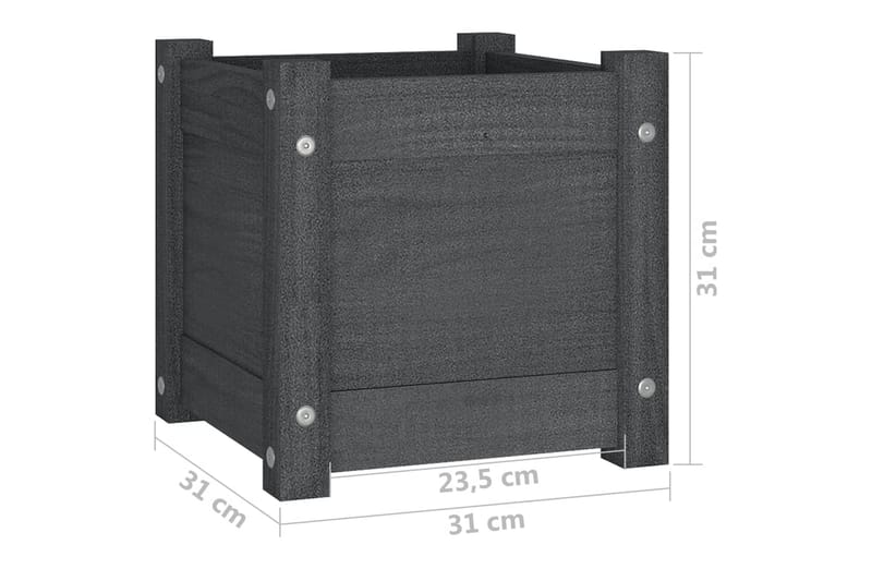 Odlingslådor 2 st grå 31x31x31 cm massiv furu - Grå - Utemöbler - Övrigt utemöbler - Tillbehör - Övriga trädgårdstillbehör