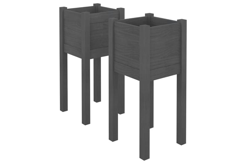 Odlingslådor 2 st grå 31x31x70 cm massiv furu - Grå - Utemöbler - Övrigt utemöbler - Tillbehör - Övriga trädgårdstillbehör