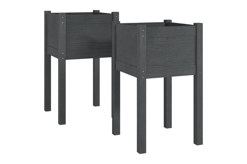 Odlingslådor 2 st grå 40x40x70 cm massiv furu - Grå - Utemöbler - Övrigt utemöbler - Tillbehör - Övriga trädgårdstillbehör