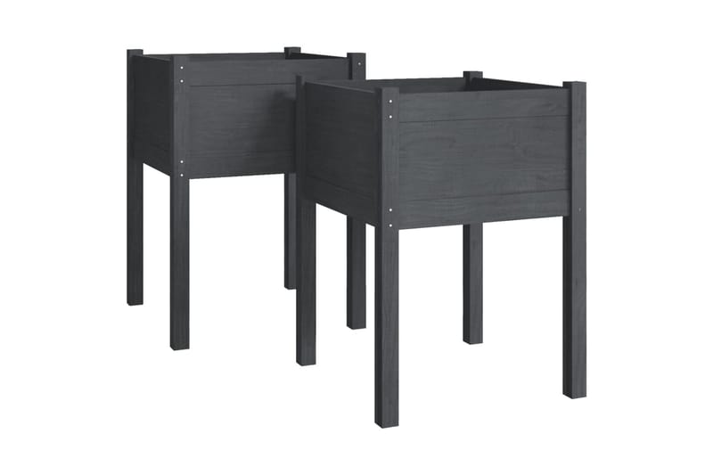 Odlingslådor 2 st grå 50x50x70 cm massiv furu - Grå - Utemöbler - Övrigt utemöbler - Tillbehör - Övriga trädgårdstillbehör
