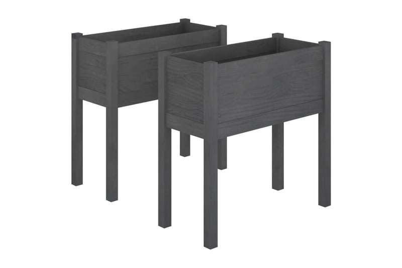 Odlingslådor 2 st grå 70x31x70 cm massiv furu - Grå - Utemöbler - Övrigt utemöbler - Tillbehör - Övriga trädgårdstillbehör