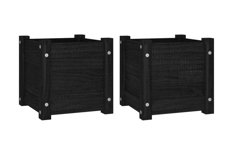 Odlingslådor 2 st svart 31x31x31 cm massiv furu - Svart - Utemöbler - Övrigt utemöbler - Tillbehör - Övriga trädgårdstillbehör