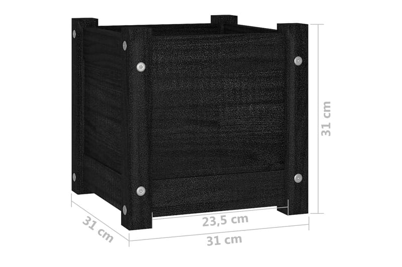Odlingslådor 2 st svart 31x31x31 cm massiv furu - Svart - Utemöbler - Övrigt utemöbler - Tillbehör - Övriga trädgårdstillbehör