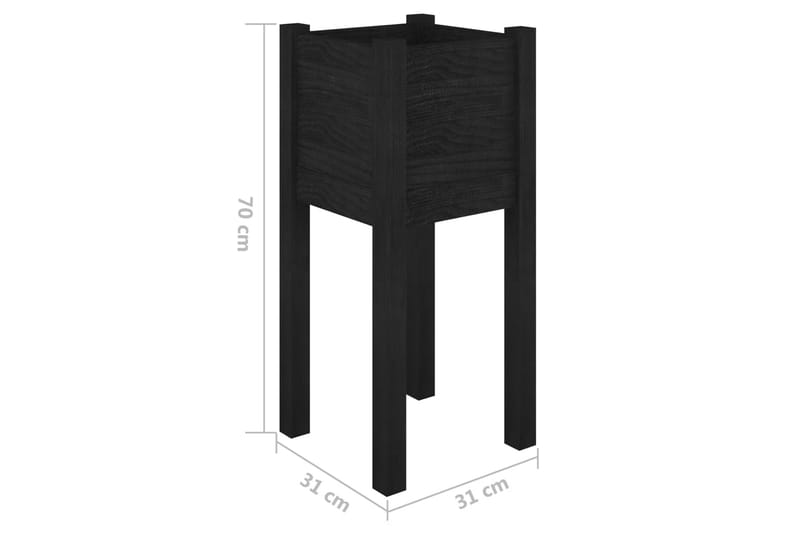 Odlingslådor 2 st svart 31x31x70 cm massiv furu - Svart - Utemöbler - Övrigt utemöbler - Tillbehör - Övriga trädgårdstillbehör