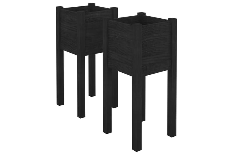 Odlingslådor 2 st svart 31x31x70 cm massiv furu - Svart - Utemöbler - Övrigt utemöbler - Tillbehör - Övriga trädgårdstillbehör