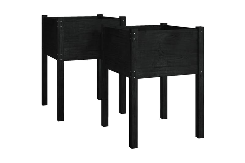 Odlingslådor 2 st svart 50x50x70 cm massiv furu - Svart - Utemöbler - Övrigt utemöbler - Tillbehör - Övriga trädgårdstillbehör