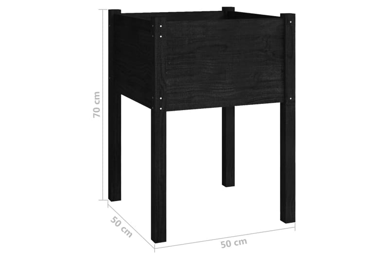 Odlingslådor 2 st svart 50x50x70 cm massiv furu - Svart - Utemöbler - Övrigt utemöbler - Tillbehör - Övriga trädgårdstillbehör