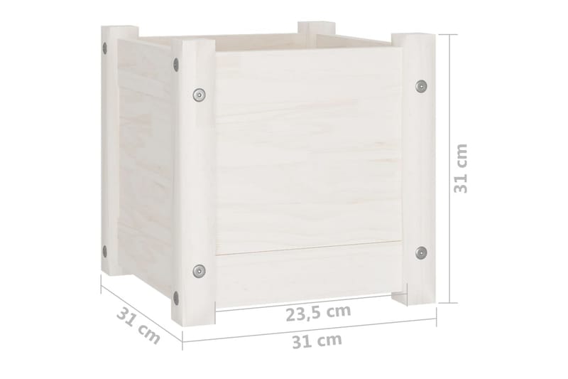 Odlingslådor 2 st vit 31x31x31 cm massiv furu - Vit - Utemöbler - Övrigt utemöbler - Tillbehör - Övriga trädgårdstillbehör