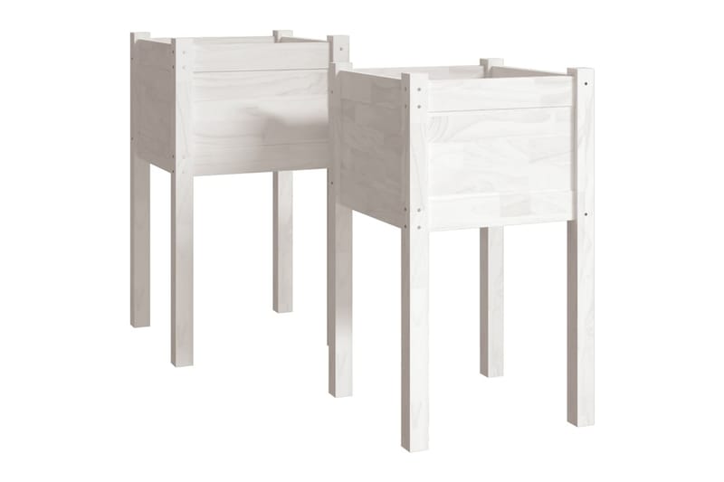 Odlingslådor 2 st vit 40x40x70 cm massiv furu - Vit - Utemöbler - Övrigt utemöbler - Tillbehör - Övriga trädgårdstillbehör