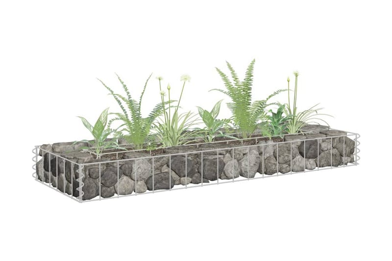 Planteringsgabion upphöjd galvaniserat stål 90x30x10 cm - Silver - Övriga trädgårdstillbehör - Blomlåda