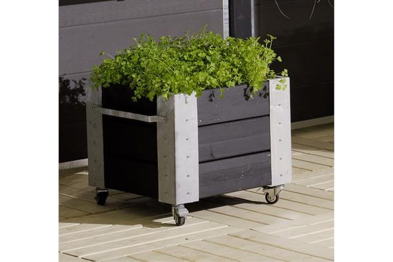 PLUS Cubic blomlåda 46x50x45 cm med stålhörn och hjul - Utemöbler - Övrigt utemöbler - Tillbehör - Övriga trädgårdstillbehör