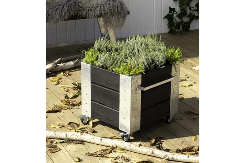 PLUS Cubic blomlåda 46x50x45 cm med stålhörn och hjul - Utemöbler - Övrigt utemöbler - Tillbehör - Övriga trädgårdstillbehör