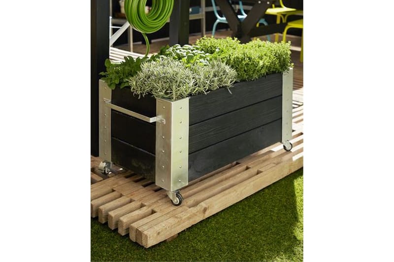 PLUS Cubic blomlåda 87x50x45 cm med stålhörn och hjul - Utemöbler - Övrigt utemöbler - Tillbehör - Övriga trädgårdstillbehör